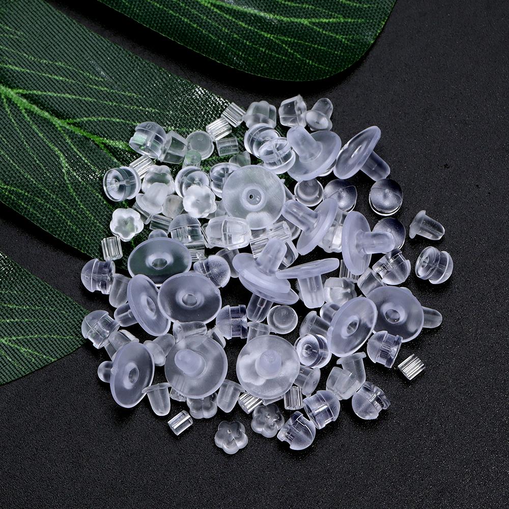 200-2000pcs/lot Clear Soft Silicone Rubber Ear Stopper Plugging Earring Back Ear Studs For DIY Earrings Jewelry Making Accessory