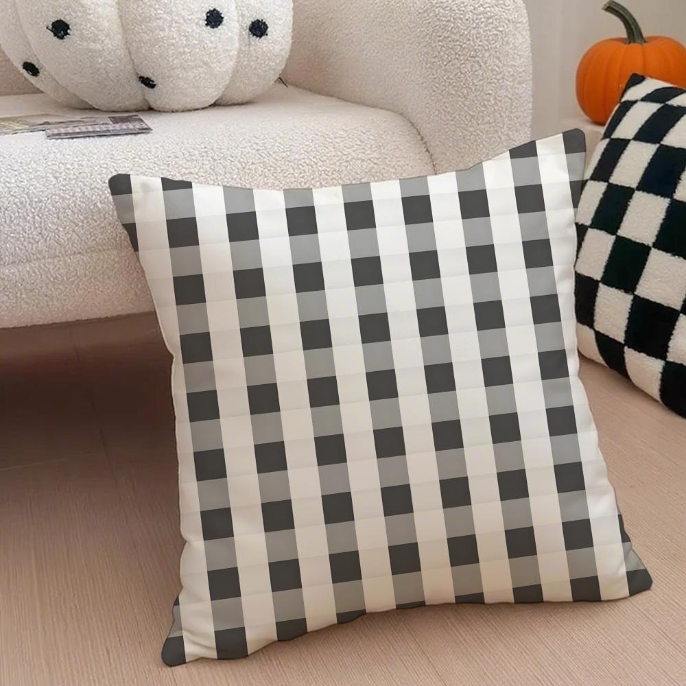 Blackandwhite Pattern Cushion Cover Throw Pillow Cover Hidden Button Durable Polyester Chair Cushion