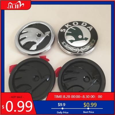 Car Sticker 1pcs 3D 90mm 80mm for SKODA Car Front Grille Head Hood Bonnet Emblem Rear Tail Bumper Trunk Sticker Badge Styling Ac