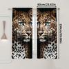 2 Panels Leopard Printed Curtains Blue Eyes Big Cat Animal Pattern Polyester Living Room Bedroom Window Drapes Home Decor