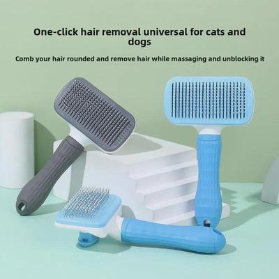 Automatický kartáč na odstraňování chlupů pro domácí mazlíčky s jemnými a hustými jehlami, ergonomická rukojeť, masážní funkce pro psy