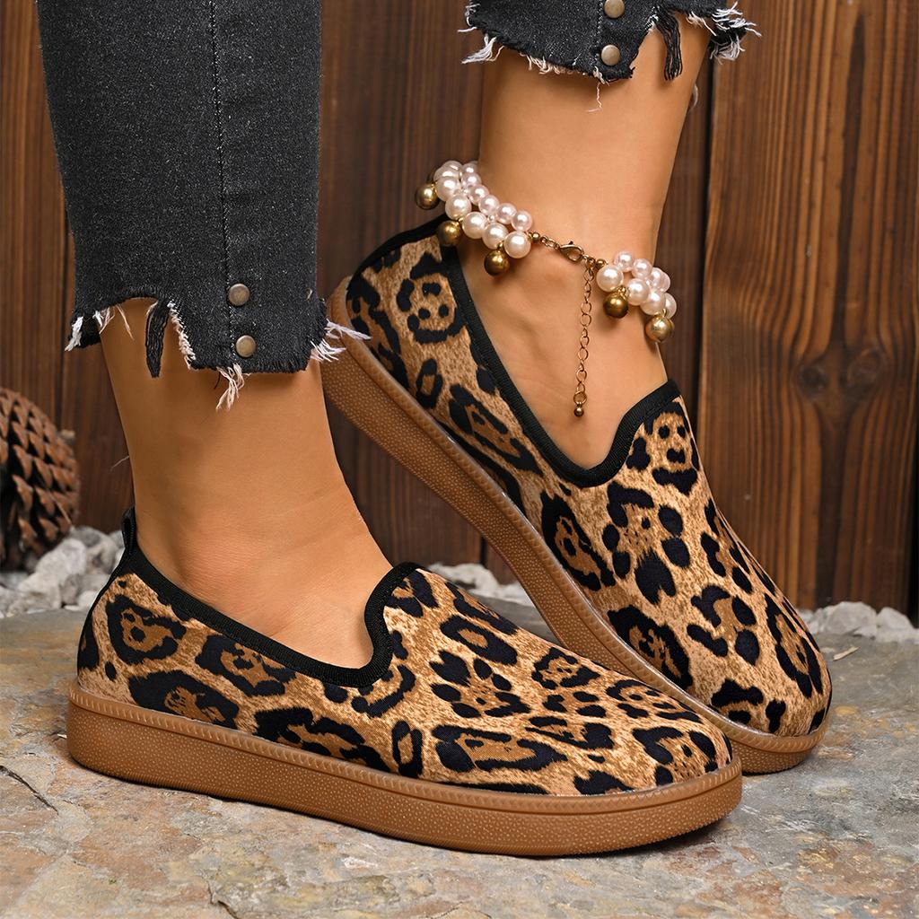 Fashion Leather Shoes For Women Flats Leopard Print Loafers With Heels Shoes Casual Women's Moccasins Slip On Flat Shoes Summer Footwear