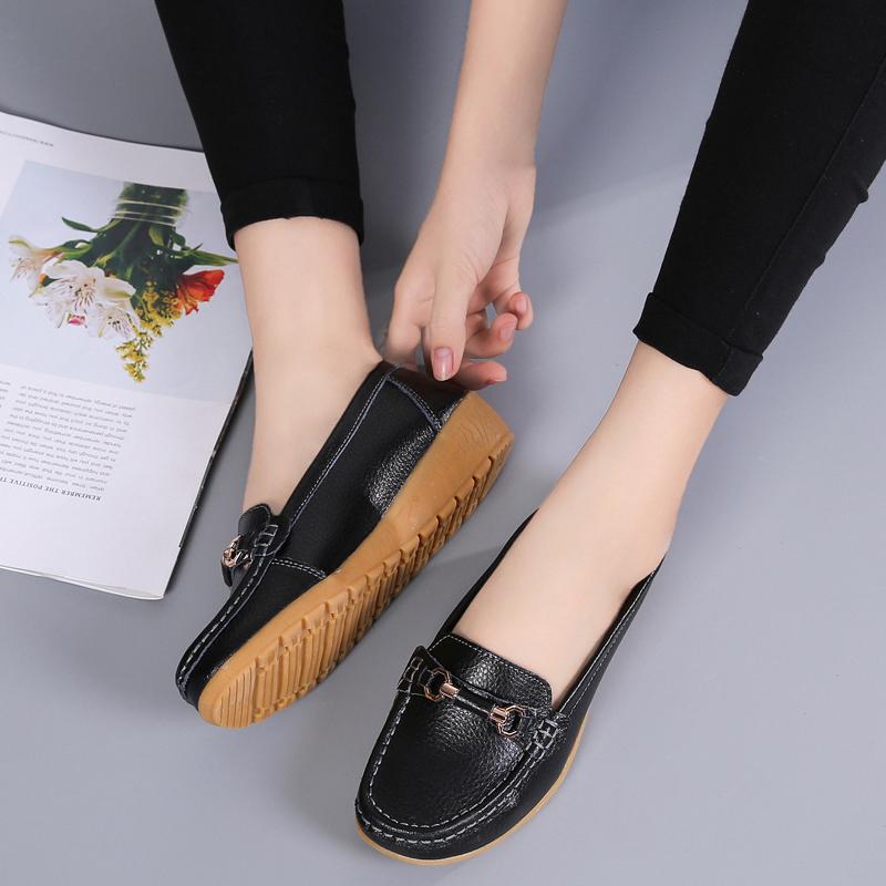 Women Leather Moccasins Soft Yellow Loafers Casual Elegant Summer Breathable Flats Walking Shoes for Mother