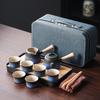 Light luxury high-end full set of ceramic coarse pottery gradual change kung fu tea set side handle pot set home office gift set