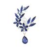 Elegant Sea Blue Floral Brooch: Luxurious Corsage in National Style with Crystal Accents for High-End Suits