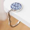 Elegant Blue & White Porcelain Portable Metal Folding Desk Hook for Women's Bag