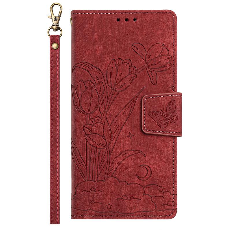 Applicable GalaxyS25EdgeS24FE23 Anti-drop Embossed Mobile Phone Leather Case Samsung S26ULTRA Wallet Protection