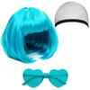 3Pcs Halloween Cosplay Wig Set Colorful Short Bangs Y2K Role-playing Short Hair Wig  Halloween