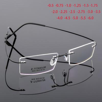 Lightweight Rimless Glasses Small Frame Memory Titanium Eyewear Prescription -0 5 To -5 5018