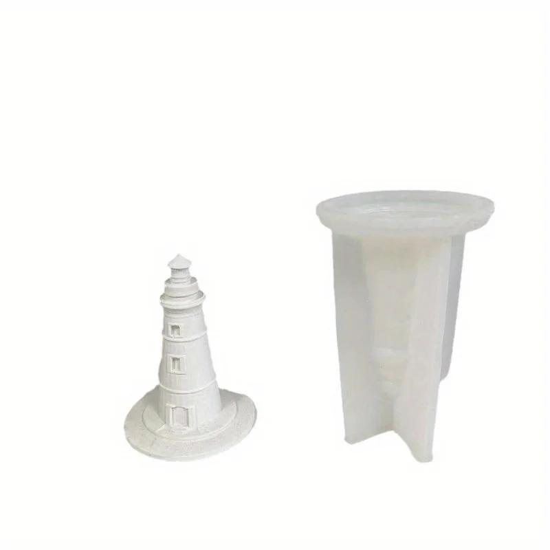 Lighthouse Ornament Gypsum Mold Lighthouse Aromatherapy Candle Silicone Mold