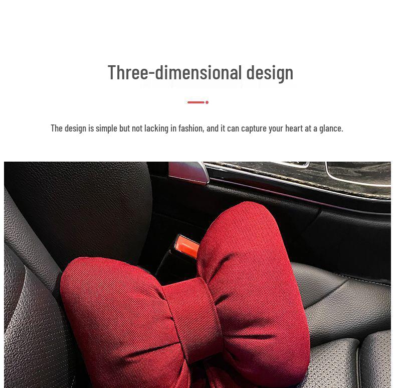 Car Headrest Bowknot Neck Support Pillow - Cervical Seat Cushion Pair