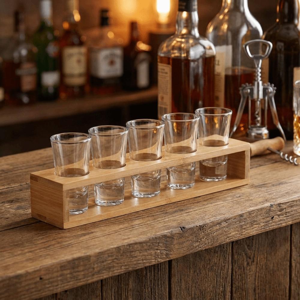 6/12 Loch Bambus Schnapsglas Tablett Platzsparend Glasbecherhalter Hausbrauerei