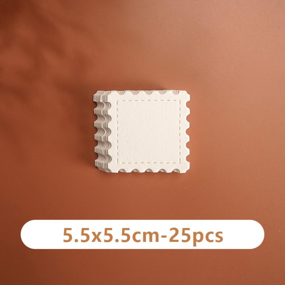 

25pcs Stamp/Ticket Stub Shape Watercolor Paper Blank Design Hand-drawn Style Art Papers Fine Lines Card Bookmarks Scrapbooking