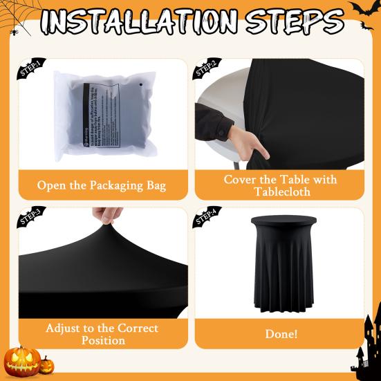 Copritavolo da Cocktail Spandex Elasticizzato Rotondo Tovaglie da Cocktail con Drappeggi Ondulati Gonne per Tavolo da Bar Alto per Matrimonio Festa Eventi Banchetto