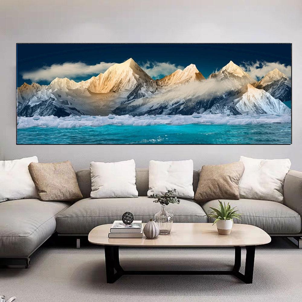 Landschaft Schnee Berg See Leinwand Malerei Natur Poster und Drucke Wand Kunst Bilder Schlafzimmer Wohnzimmer Home Decor Kein Rahmen