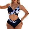 2024 High Waist Sexy Lace-up Print Bikini Swimwear