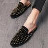 Nové pánské nazouváky Hip Hop Punk Nýty Kamínky Boty Slip On Ležérní Mules Mokasíny Prodyšné Mokasíny Zapatos Hombre