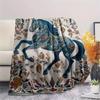 Blumenpferd-Print Flanelldecke, Hohe Qualität, Bequem für alle Jahreszeiten, Heimdekoration, Wärme und Komfort, Perfekt für Weihnachtsgeschenke