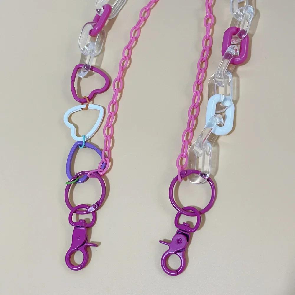 1pcs Hip Hop Punk Style Cool GirlsWaist Chains Pink Love Heart Pants Belt Chain Trousers Jean Skirt Waist Lobster Clasp Closures
