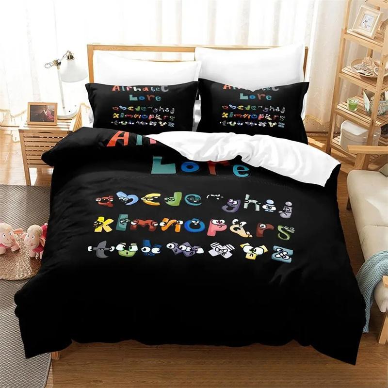 3D Print Cartoon Alphabet Lore A-Z Bedding Set Boys Girls Twin Queen Size Duvet Cover Pillowcase Bed Kids Adult 2/3pcs