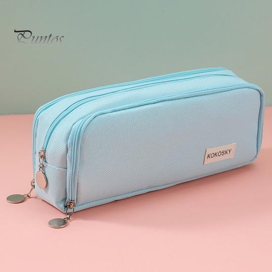 Plátěný penál velké kapacity se zapínáním na zip, vícevrstvý držák na pera, pouzdro, organizér na psací potřeby