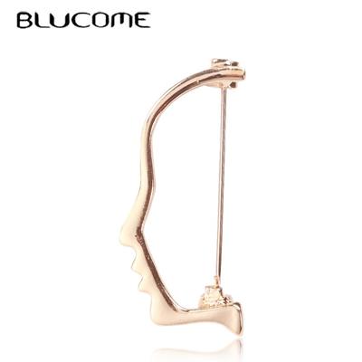 Abstrakte Broschen in halber Gesichtsform für Kinder, goldfarbene Anstecknadel für Mantel, kurze Modeaccessoires, Broschenabzeichen