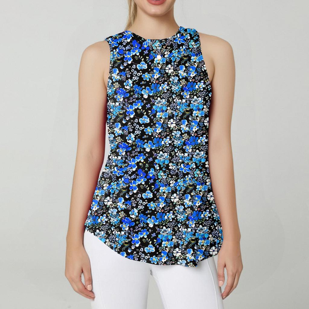 Women's Fashion Casual Sleeveless Vest Vintage Print -neck Sleeveless Top