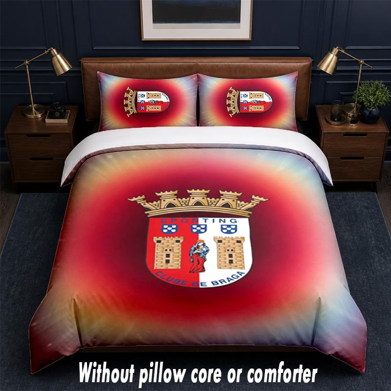 Braga FC Design Bed Bedding Set 1 Duvet Cover + 2 Pillowcases Soft Breathable Household Bed Linens