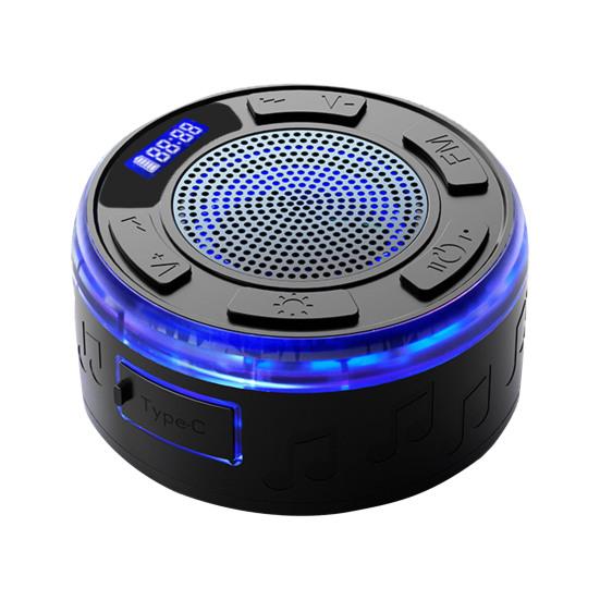IPX7 Waterproof Shower Speaker with RGB Light LED Display Detachable Suction Cup Stereo Sound Bathroom Bluetooth-compatible Wireless Speaker