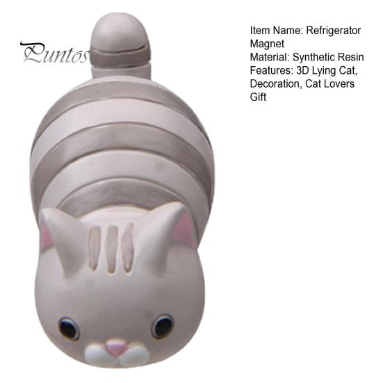 Decorative Magnetic Decor 3D Lying Cat Refrigerator Magnet, Cartoon Kitten Resin Fridge Animal Non-slip Whiteboard Magnets for Cabinet Locker,