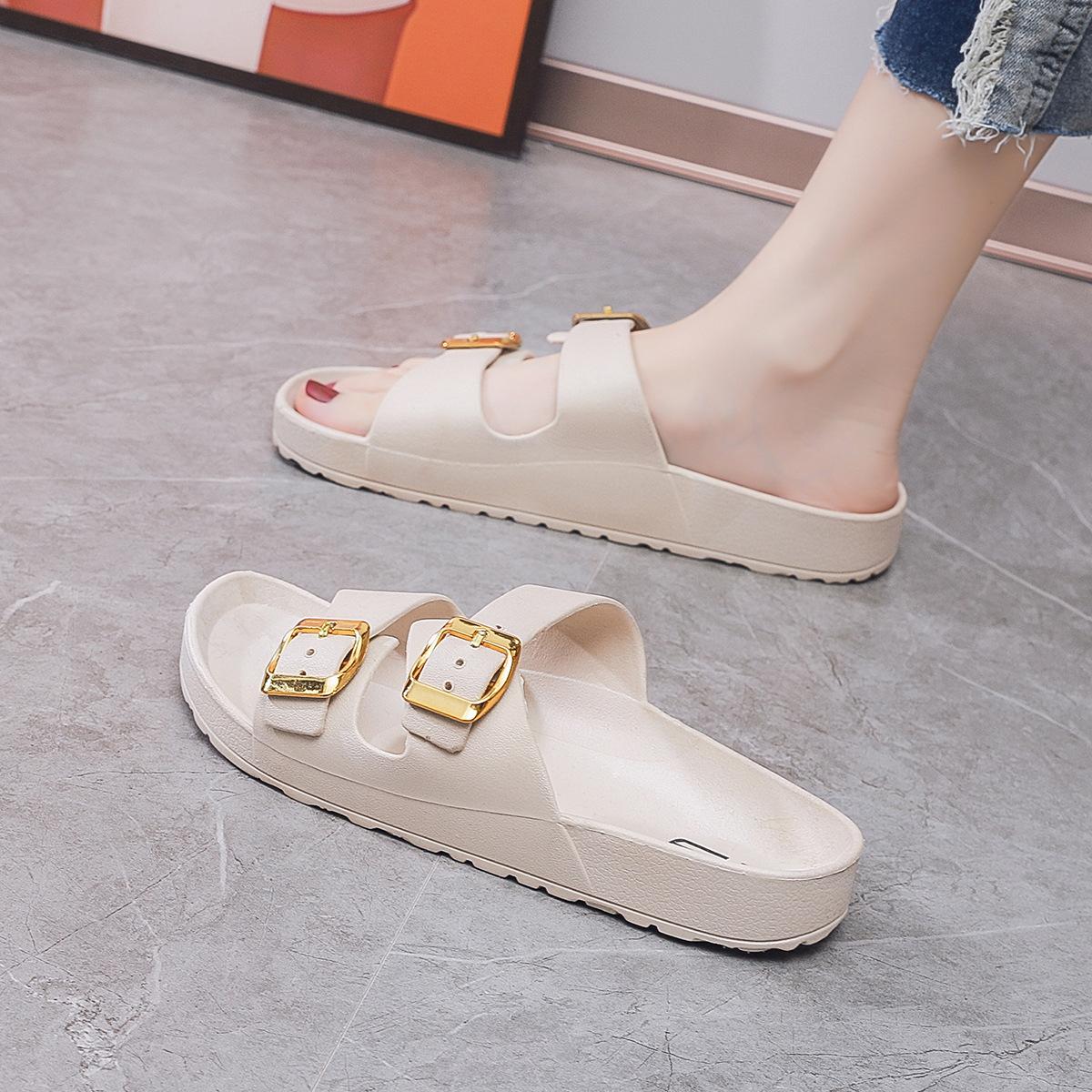 

Повседневные тапочки на толстой подошве из ЭВА, сандалии и тапочки повышенной износостойкости, легкая нескользящая пляжная обувь с двойной пряжкой 36 хаки