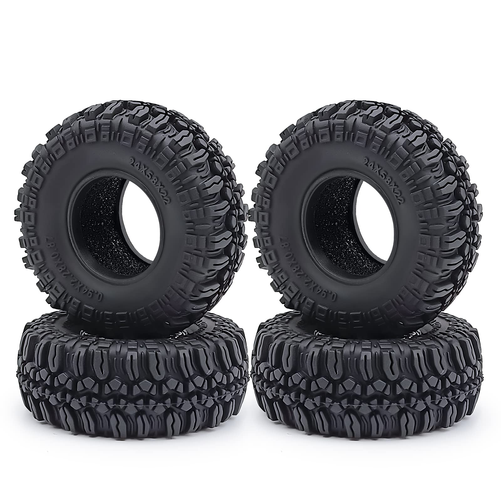 

4pcs 1.0 58mm Rubber Wheel Tires with Foam Inserts (#1A) for TRZX 1/18 Traxxas TRX4M RC Crawler Car