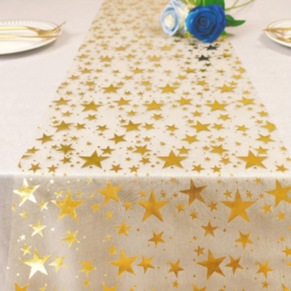 Sheer Mesh Bling Star Table Runner Star Pattern Shimmery Birthday Table Flag Romantic Polyester Table Cloths Dinner Table