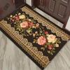 Elegant Black Floral Rug with Rose Design for Living Room Decor Home Furnishing, Area Rugs Luxury Interior Skid Resistant Carpet