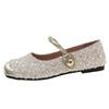 French sequined silver bag head half slippers women's 2025 spring and summer Xiaoxiangfeng Korean version temperament Mary Jane single shoes women's