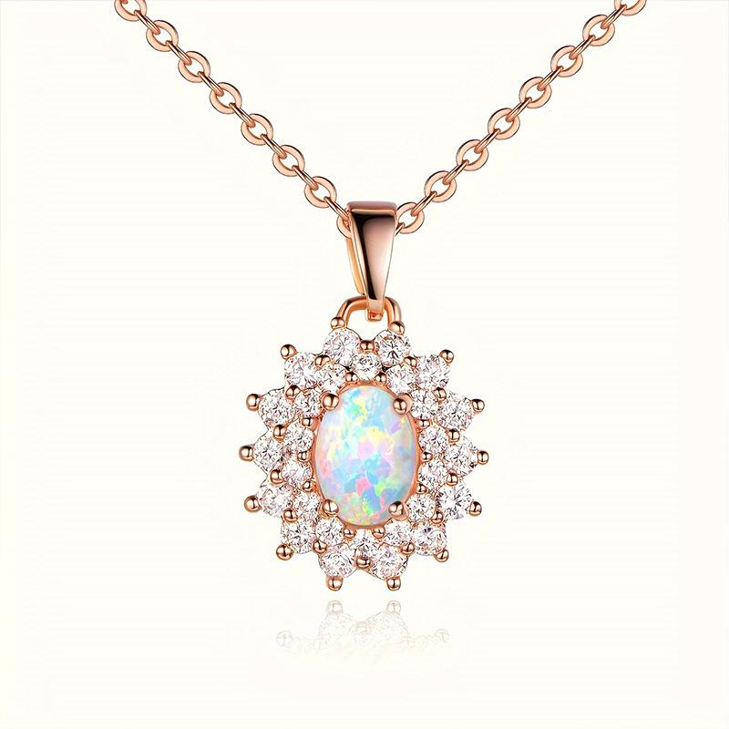 

Pendant Necklace Sunflower Set Zircon Opal High Quality Opal Necklace