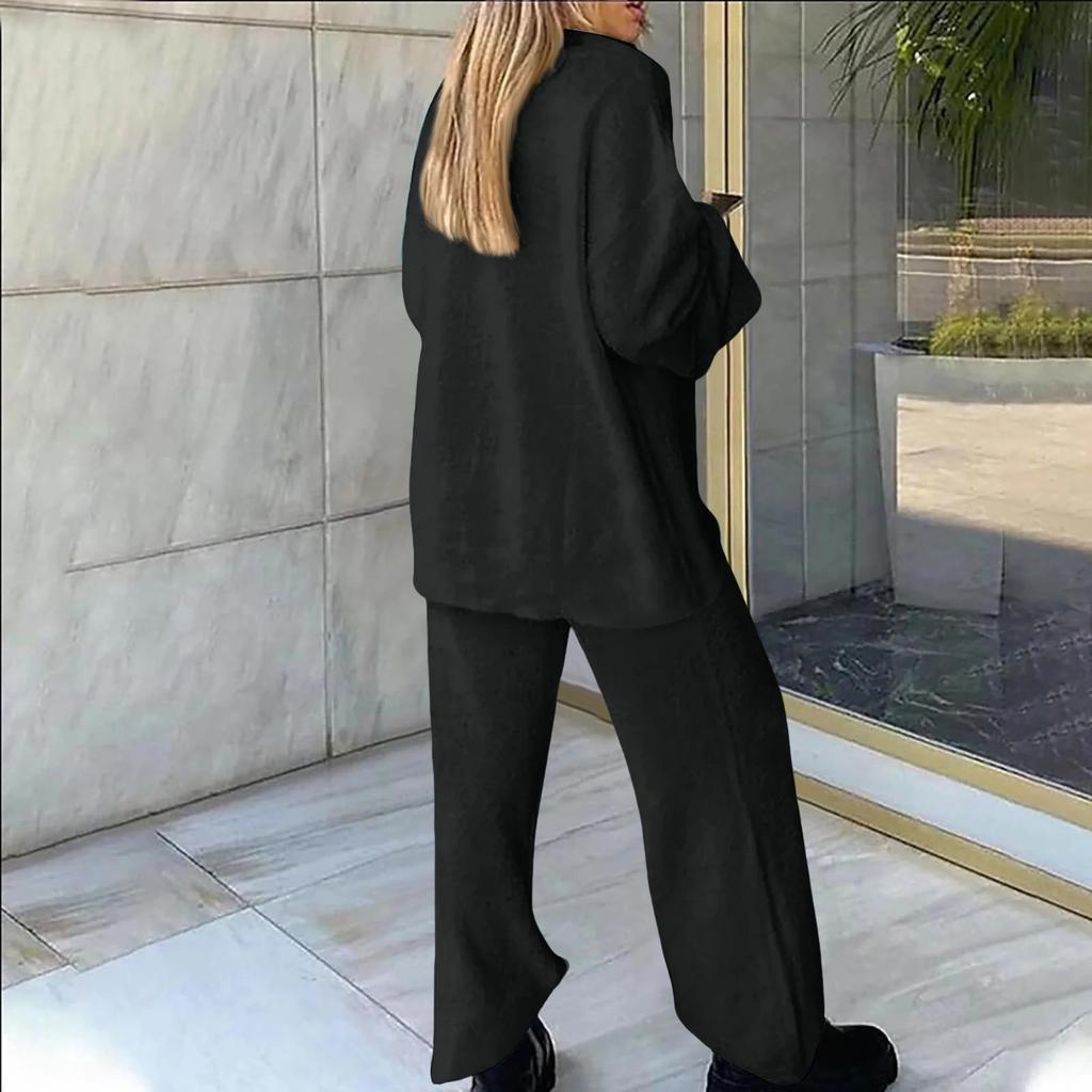 Women's Casual Fashion Comfortable Tops And Pants Home Warm Pajamas Set