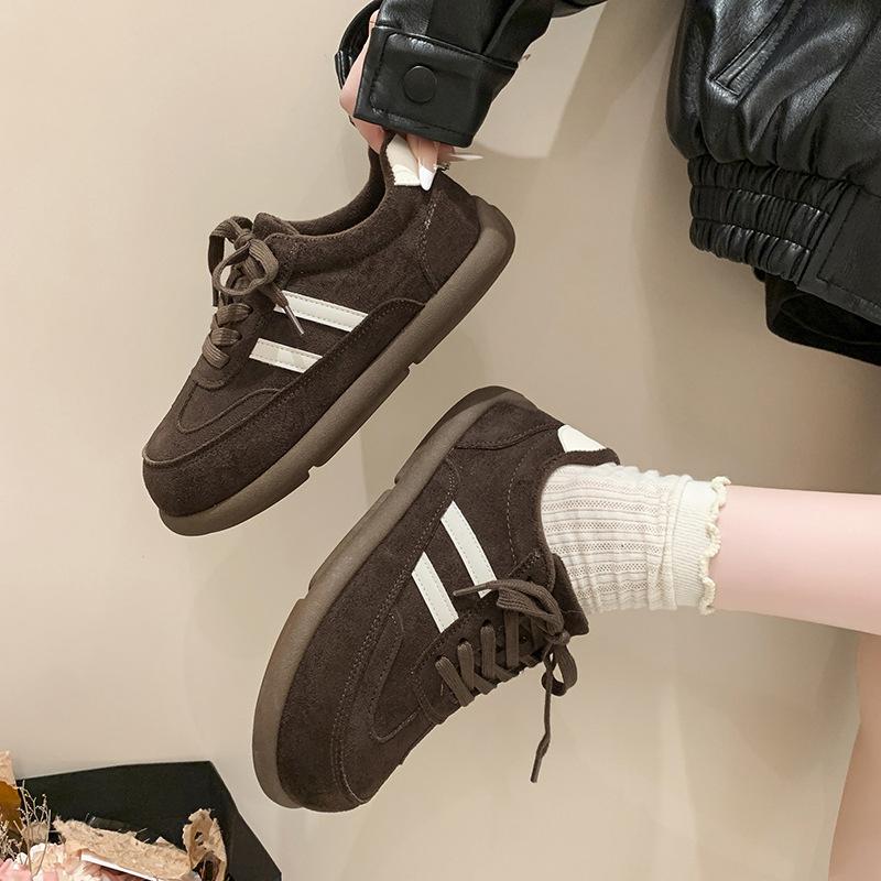 Inner Height Increase German Training Shoes Women's Autumn 2025 New Color Matching Forrest Gump Shoes Sports Lace-up Red Casual Shoes Women's Shoes