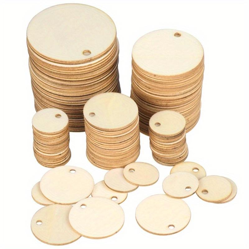 300Pcs 3/4/5cm Round Pack Wooden 2cm 3cm 4cm 5cm Circles Natural Discs Blank Signs Crafts Wedding Party Gift Label Hang Tag Cards