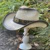 Bull Head Dyed Belt Hollow Two-color Denim Straw Hat Women's Summer Outdoor Travel Sunshade Mountaineering Hat