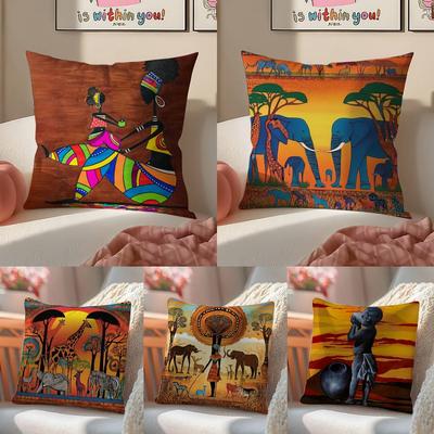 Abstraktes Gemälde Afrikanisches Wohnkissenbezug Milbendicht Unsichtbarer Reißverschluss Sofa Bett