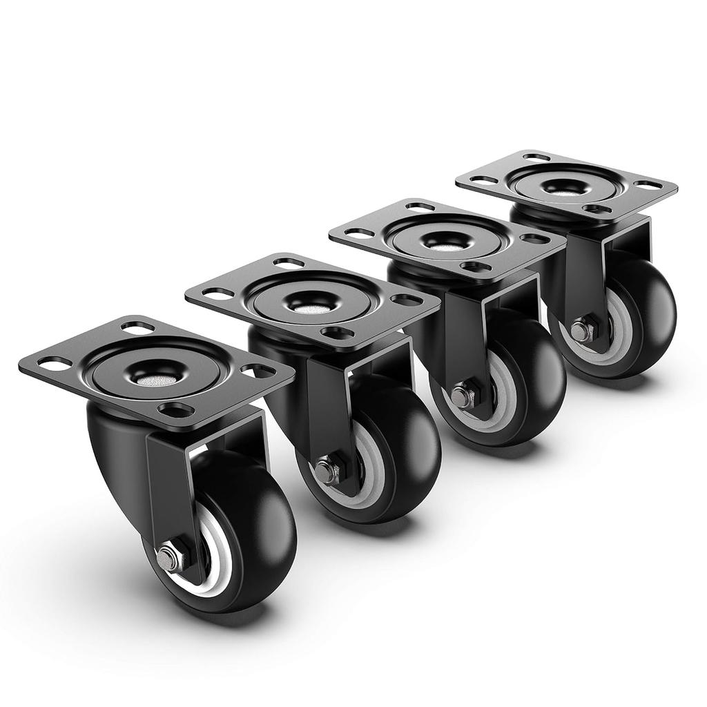 Swivel Caster Wheels No Noise,Set of 4 Heavy Duty-Swivel Casters,Non Marking Black Castor Wheels for Cart Furniture Workbench