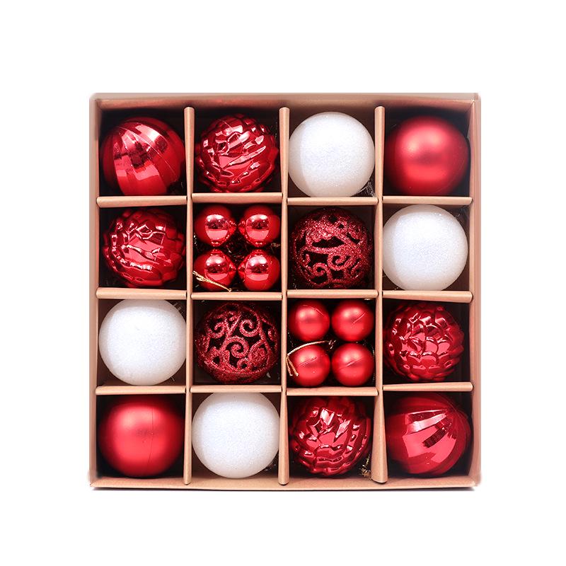 6cm Electroplated Pink Christmas Ball Ornaments - 16 Piece Set with Snowflakes