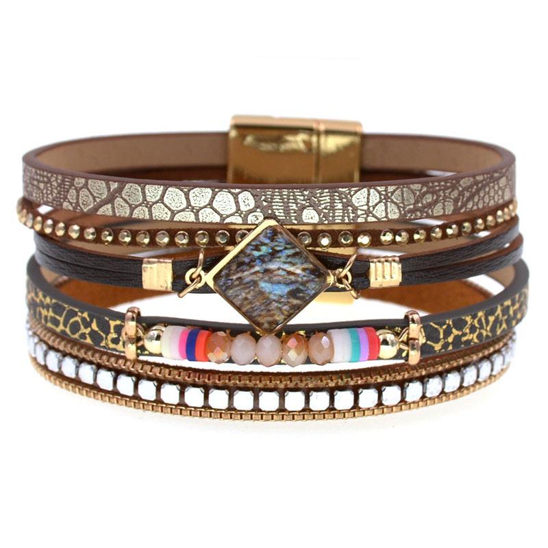 

Шкіряний браслет Crystal Wrap Bohemia Bangle Жіночий ювелірний аксесуар
