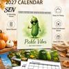 Creative Wall Art Planner Pickle Calendar 2027, Funny Pickled Cucumber Illustrations 12 Spiral Bound Monthly Month Planner, Hanging for Home,
