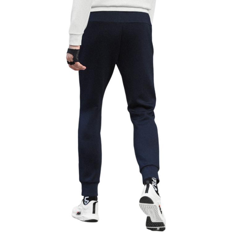 Fila Athletics Logo Mid-Rise Slim Fit Tapered Knit Joggers Men Bottoms Dark-Blue A61M141601FNV