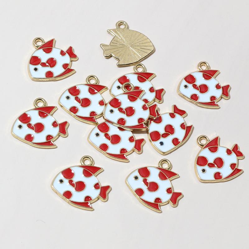20pcs Enamel Fish Charms Pendant 15x14mm DIY Jewelry Making Accessories Findings for Earrings Necklace Bracelets Crafts