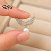 Women Clothes Accessory Rhinestone Angel Wing Brooch, Lapel Pin with Faux Daily Wear Brooch Pearl Pendant, Clothing Jewelry for Girls