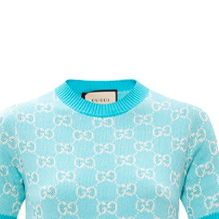Gucci Short Sleeved Dress Women's Light Blue 629464-XKBHQ-4692
