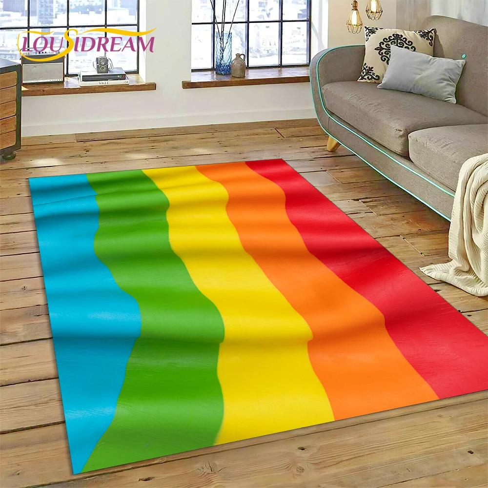 Rainbow 3D Colour Illusion Cartoon Rug Carpet for Living Room Bedroom Home Decor,Floor Mat Non-slip Decoration for Sofa Doormat